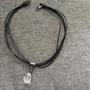 Elegant Black Necklace with Crystal Pendant